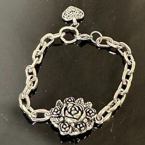 Rose Floral Stainless Steel Silver Chain Bracelet Gift Charm Mother Birthday